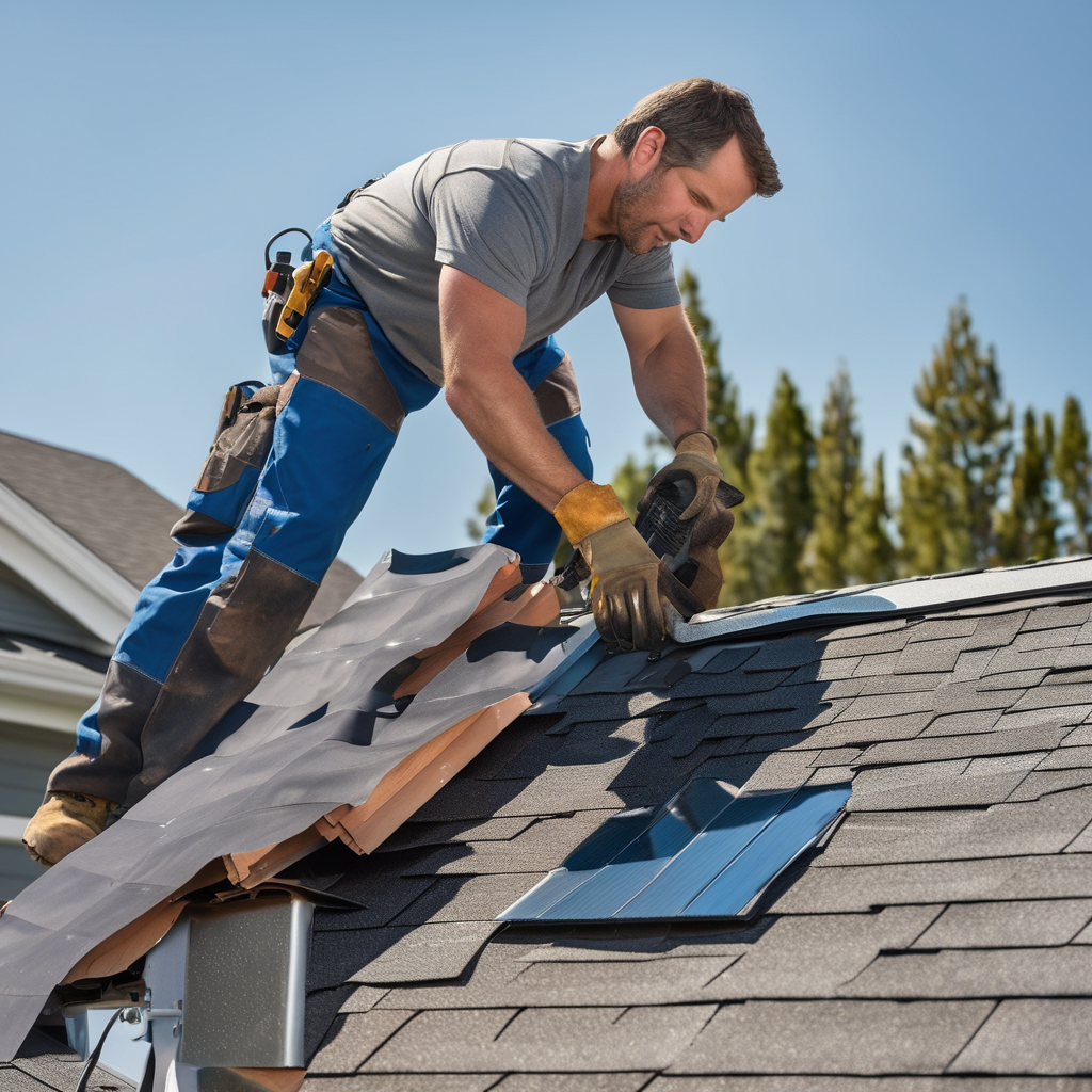 Professional roofing business scene with modern residential roofing project